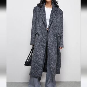 Women's Gray Double-Breasted Coat